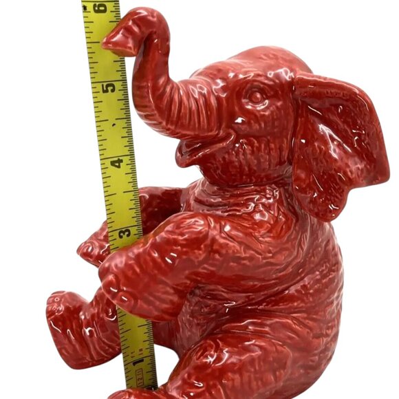 RARE Disney Parks Jungle Cruise Attraction Red Ceramic Elephant Figurine 6" - Picture 4 of 6